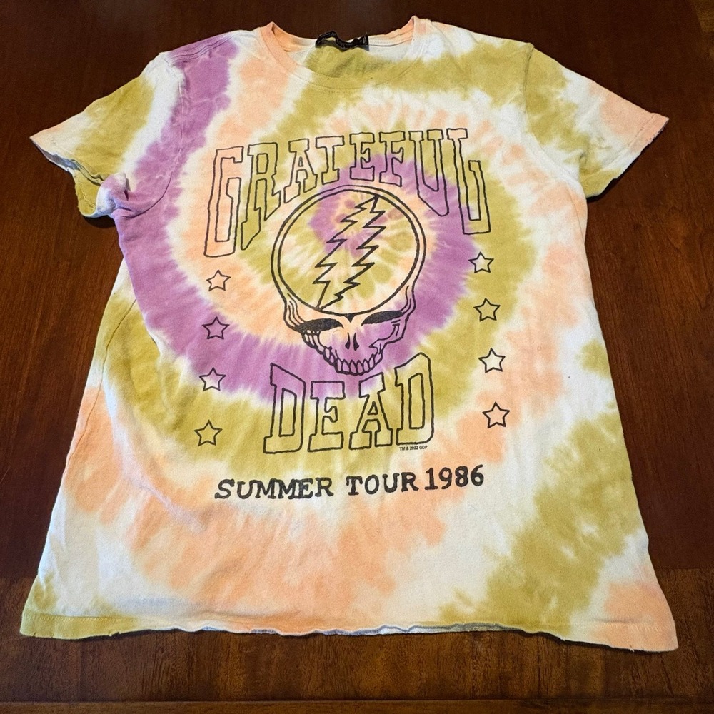 Grateful Dead Tie Dye Summer Tour 1986 Steal Your‎ Face Tee Junk Food Clothing